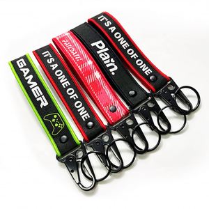 <b>Custom</b> Printed Logo Woven Lanyard Embroidery Carabiner Keychain Short <b>Key</b> Tag With Eagle Mouth Hook - Product Image 4