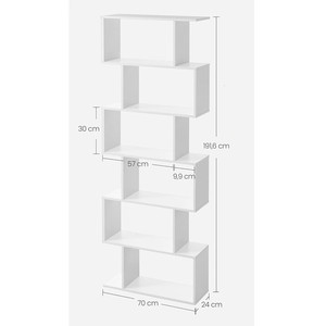 Étagère à livres de style moderne pour salon, chambre à coucher, bureau, <span class=keywords><strong>blanc</strong></span>, 24 x 70 x 191 <span class=keywords><strong>cm</strong></span>, bibliothèque à 6 niveaux, séparateur de pièce pour la maison - Product Image 6