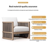 Outdoor-Sofa-Set UV-Beständig Wasserdichtes Rattan Teakholz Massivholz Gartenmöbel für Gästehaus Hotel