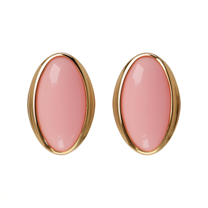 Pendientes Clásicos de Moda con Circonitas Rosas Ovaladas, Chapados en Oro PVD, Acero Inoxidable 316L, Joyería Sostenible y Resistente, Regalo con Engaste de Bisel - Product Image 2