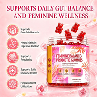 Gummies Probiotiques Véganes Sans Sucre pour Femmes, Canneberge, Soutien de l'Équilibre Intestinal et Féminin