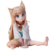 Figura de PVC de Chica Sentada, 13 cm, Linda Chica Gato, Temática de Anime, Soporte para Teléfono, Decoración de Escritorio