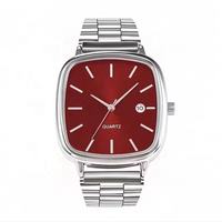 Montres-bracelets en acier inoxydable avec calendrier pour hommes, femmes et couples, style rétro carré, mouvement à quartz, vente en gros pour les professionnels de la mode.