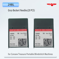 20 Aiguilles courbes Groz-Beckert 29 BL / 29-49 / 29-34 / LWX2T / LWX6T compatibles avec les machines à points invisibles portables Consew et Treasure
