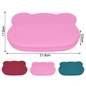 Assiette bébé en silicone sans BPA avec couvercle, compatible lave-vaisselle, qualité alimentaire, vaisselle pour tout-petits et enfants - Product Image 2