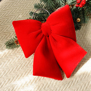 Shuangyuan โบว์สีแดงประดับต้นคริสต์มาสทำจากผ้าฝ้ายสำหรับตกแต่งงานปาร์ตี้ - Product Image 2