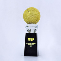 Trophée de football et de basketball en cristal couleur or, argent, bronze, plaque de récompense MH-T73