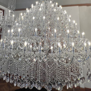 Tempat lilin led kristal penuh besar klasik, lampu gantung kristal kaca dengan liontin lampu vila hotel - Product Image 3