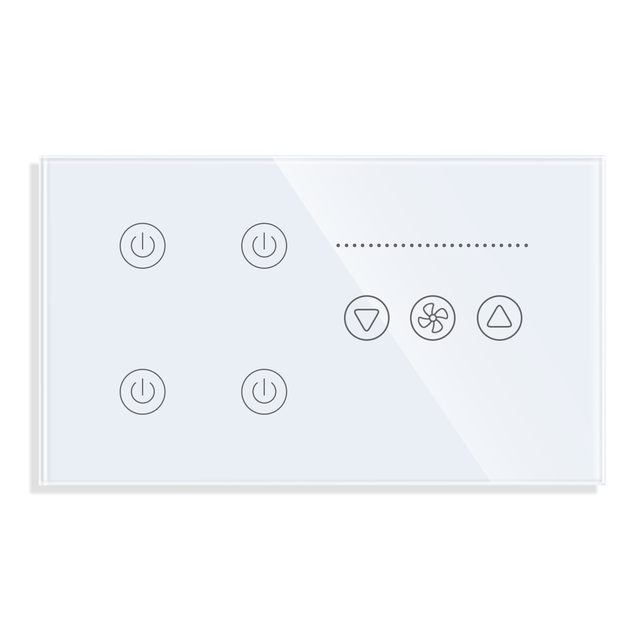 Touchmi Smart Life WiFi for Smart Touch Panel Fan & Wall Light Switch with 4-Gang and Alexa/Google Voice Control