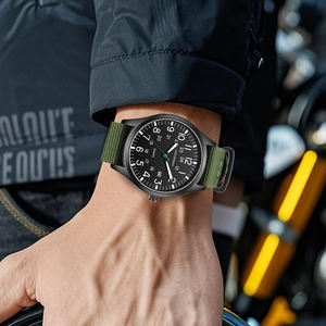 Reloj de Cuarzo 12/24H para Parejas, Modelo 89178, con Puntero Árabe, Unisex, Luminoso Verde, Correa de Nailon de 20mm, Cristal de Aleación, Resistente al Agua - Product Image 6