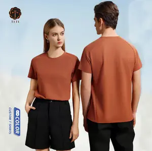 TITIサマーメンズ多用途ルーズソリッドカラーTシャツユニセックスワッフルニット半袖Tシャツ