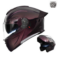 Casque de moto modulaire homologué DOT en ABS, casque rabattable à double visière, prêt pour la course sur route, casque pour hommes et femmes