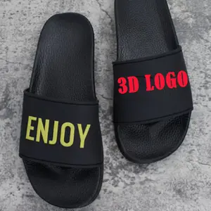 Embossed logo Customize sliders slippers black slide sandal slippers for men