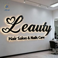 Enseigne lumineuse LED murale pour salon de beauté, design gratuit, lettres en métal doré rétroéclairées 3D, logo personnalisé, enseigne LED pour entreprise, intérieur/extérieur