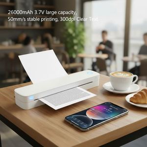 Imprimantes portables POS A403, imprimante thermique sans fil, imprimante sans encre, prend en charge le papier thermique en rouleau de 8,5'' x 11'' et A4, Macaron - Product Image 5