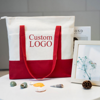 Sac fourre-tout en toile de bateau de nouvelle conception avec poche, fermeture éclair supérieure, grande capacité, réutilisable, sac fourre-tout en coton personnalisé