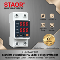 Protecteur de tension automatique 63A 220V 230V monophasé, dispositif de protection contre les surtensions et les sous-tensions réglable, rail DIN