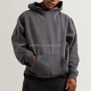 Fabricants de sweat à capuche uni vierge Streetwear unisexe avec logo personnalisé en éponge française imprimé bouffant essentiel sweat à capuche carré court - Product Image 1