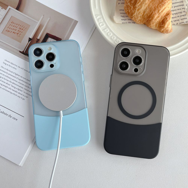 Matte Splicing Mobile Phone Case With Magnetic for iPhone 16 15 14 13 12 11 Pro 2 in 1 Design PC Phone Case for iPhone 16 Series