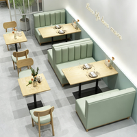 Ensemble de meubles de restaurant moderne, canapé en cuir PU, table à manger, chaises, structure en métal