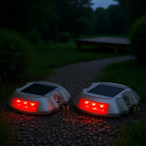 <b>Solar</b> Driveway <b>Lights</b> 6 Led Red Path Warning Garden Walkway Lighting Waterproof Ip65 Aluminum Alloy <b>Deck</b> Dock <b>Light</b> - Product Image 2