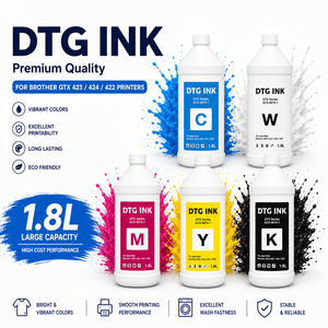 Encre DTG CMYK blanche 1,8 L compatible avec les imprimantes Brother GTX 423 424 422 pour coton, polyester, denim – Approvisionnement en gros usine - Product Image 1