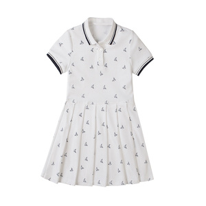 Vêtements personnalisés pour enfants, fournisseur OEM, col Polo noir, vêtements pour petits enfants, uniformes imprimés, <span class=keywords><strong>robe</strong></span> <span class=keywords><strong>plissée</strong></span> pour filles - Product Image 3