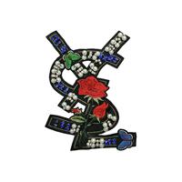 Écusson personnalisé de fleurs en 3D avec LOGO à la mode Écusson en strass de broderie florale perlée fait à la main pour vêtements de bricolage