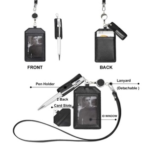 Porta Tarjetas de Identificación Boshiho RTS de Cuero Genuino Crazy Horse, Horizontal, Retráctil, con Cordón - Product Image 5