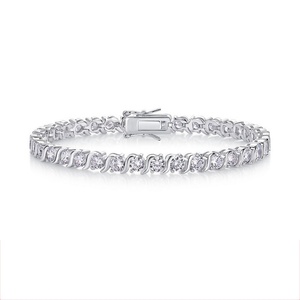 Wholesale High Quality 14k <b>Gold</b> Filled Round Cut Vvs Gra Certified Moissanite Jewelry Wave <b>String</b> Tennis Bracelet for Women - Product Image 1