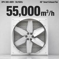 Ventilateur industriel haute puissance pour atelier, avec 6 pales en alliage et moteur BLDC triphasé pour usines