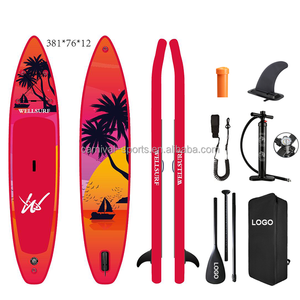 Tabla de SUP de Carreras de Doble Capa con Tecnología Drop Stitch, 12'6/381cm, Inflable, con Aleta US Race Fin, GREEN FLOWER RACE SUP - Product Image 1