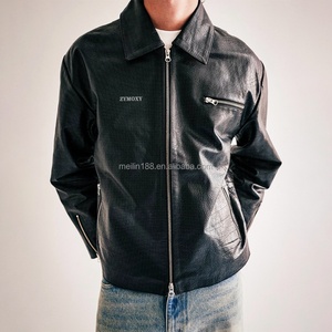 Custom High Quality Pu <b>Leather</b> <b>Jackets</b> Letterman Zipper Coat Heavyweight Street Casual Wear Black <b>Leather</b> <b>Jacket</b> <b>Men</b> - Product Image 1