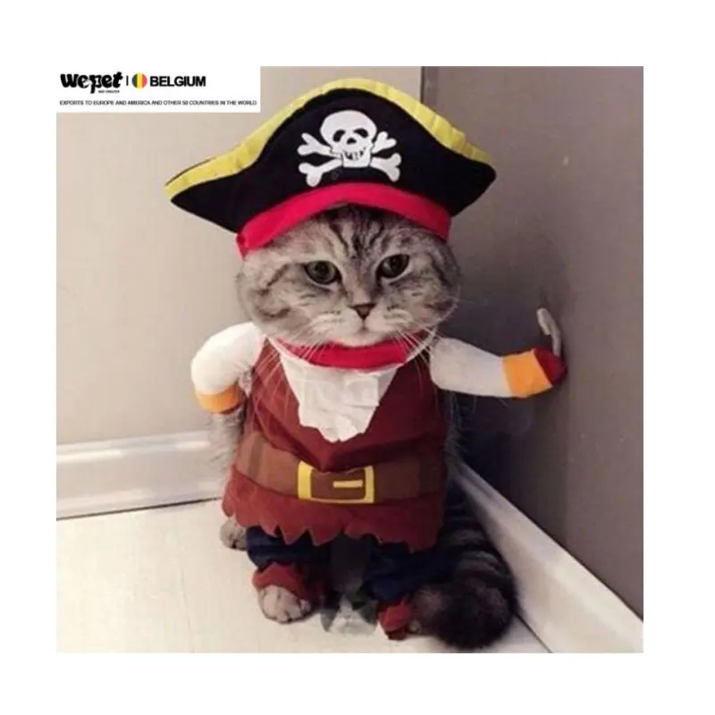 Nova marca engraçada pet roupas cosplay pirata cão gato halloween festa traje bonito cão roupas cosplay