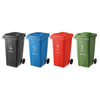 Poubelle industrielle en plastique à couvercle ouvert avec roulettes, 100L/120L/240L, pour usage extérieur