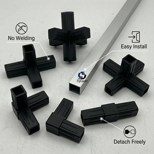 20mm 25mm 30mm Kare Boru Bağlantı Elemanları Çelik Çerçeve T Bağlantısı için <span class=keywords><strong>2</strong></span> Yollu <span class=keywords><strong>3</strong></span> Yollu 4 Yollu 5 Yollu PP Plastik Siyah Kare Boru Ek Parçaları - Product Image 5