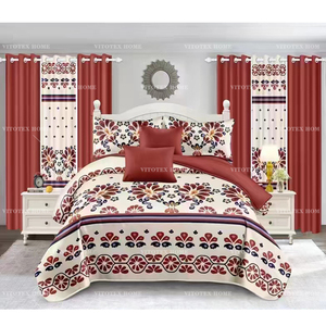 China Factory Hot <strong>Sale</strong> 2024 New Design Printed Bedsheet <strong>Set</strong> 8pc <strong>Bedding</strong> <strong>Set</strong> <strong>with</strong> <strong>Matching</strong> <strong>Curtains</strong> - Product Image 1