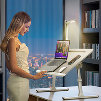 Mesa para Portátil para Cama, Bandeja Grande Ajustable para Computadora, Soporte para Portátil con Luz Ajustable de Tres Niveles