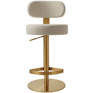 Rosemere Adjustable Iron Steel Fabric <b>Stool</b> with Cream Textured Finish Modern Design for Commercial Use Round Pedestal Base - Product Image 5