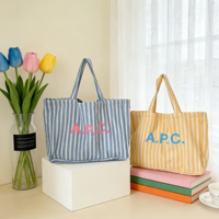 Sac fourre-tout en toile rayé personnalisé, imprimé, écologique, pour la plage, les voyages, réutilisable, avec logo