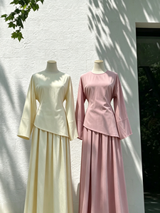 Conjuntos Modestos Islámicos Personalizados de Dos Piezas, Top de Manga Larga con Dobladillo Irregular y Falda Maxi a Juego, Traje Abaya de Moda Diaria para Mujer (01313) - Product Image 6