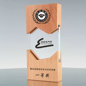 جوائز من خشب صلب زجاجي رخيص بالجملة محفور عليها كريستال مُعتمد جوائز تذكارية للشركة في الاجتماع السنوي - Product Image 2