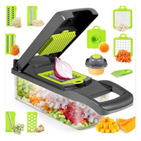Custom Hot Selling Keukengereedschap 12 In 1 Handmatige Mandoline Fruit Groentesnijder Ui Dicer Vegetarische Snijmachine Groente Chopper