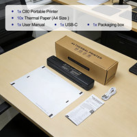 Printer Thermal Mini A4 Portabel Nirkabel Genggam Tanpa Tinta Hitam Putih Plastik untuk Dokumen Foto Bisnis Grosir