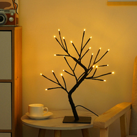 Décoration de table lumineuse à LED en résine de bouleau Décorations de Noël de Thanksgiving
