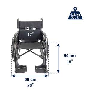Fauteuil roulant pliable en aluminium léger pour personnes âgées (largeur de siège 43 cm), fauteuils roulants pour seniors - Product Image 5