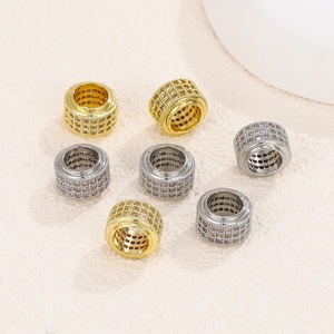 Cuentas de circonita microincrustadas, cuentas cilíndricas de cobre, accesorios de joyería DIY, cuentas de orificio grande - Product Image 2