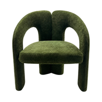 Fauteuil d'appoint en velours rembourré avec dossier arqué et pieds massifs, personnalisable OEM pour hall d'hôtel et salon
