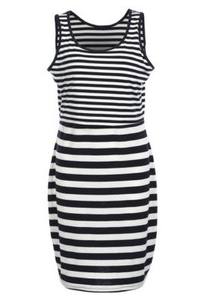 Vestido de Lactancia para Mujer, Blanco y Negro a Rayas, de Algodón y Elastano, para Embarazadas - Product Image 3