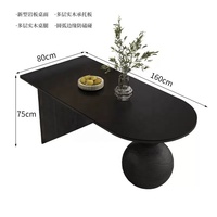 Nouvelle table à manger en bois massif avec plateau en pierre, noire, antique, semi-circulaire, pour la maison, l'hôtel, le salon, le restaurant, utilisation commerciale